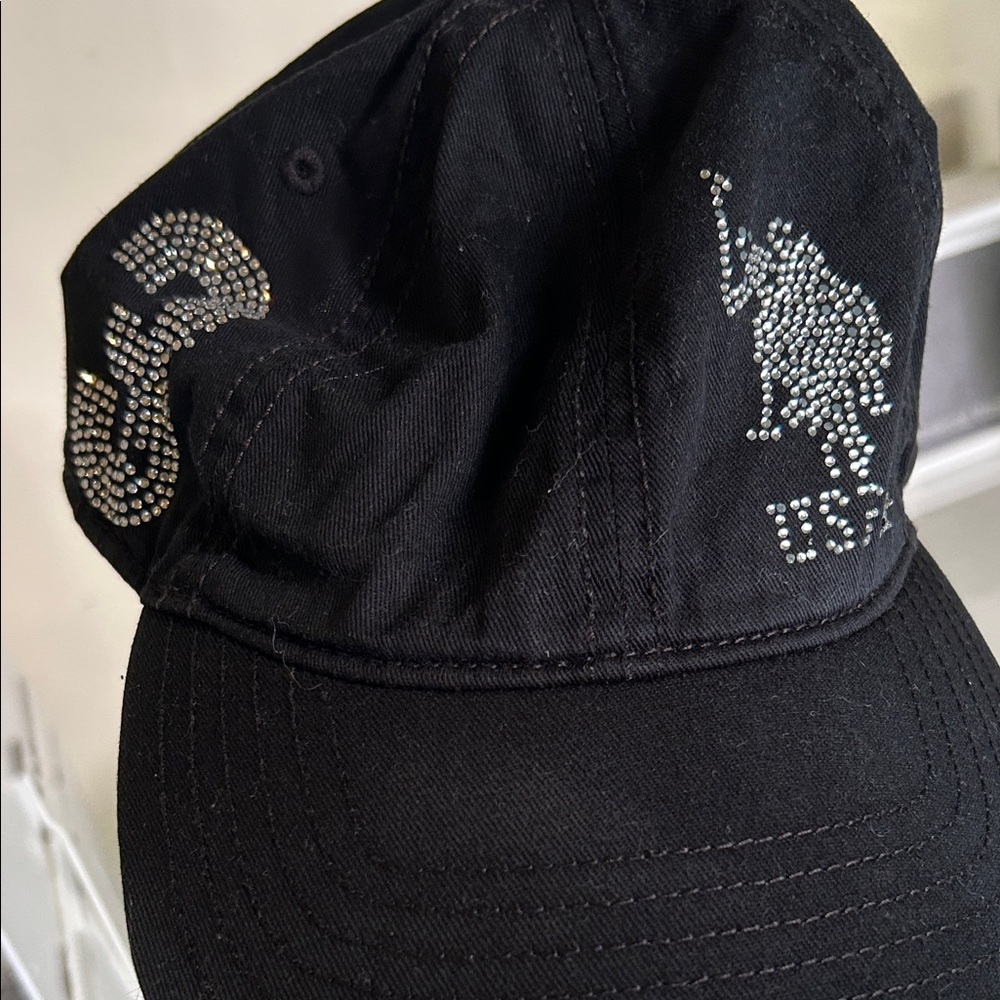 U.S. Polo Assn. Black Rhinestone Logo Baseball Cap